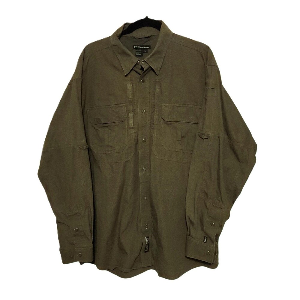 5.11 Tactical Series Work Shirt Long Sleeve Olive Green Style 72157 Mens Size XL